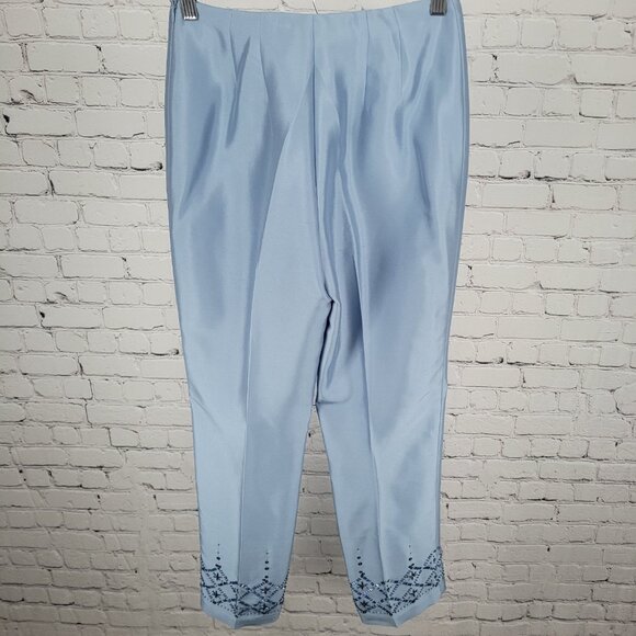 NWD Ann Taylor Blue Silk Sequin Bead Embellished Lined Pants Size 2 (26x28.5) - Picture 2 of 16